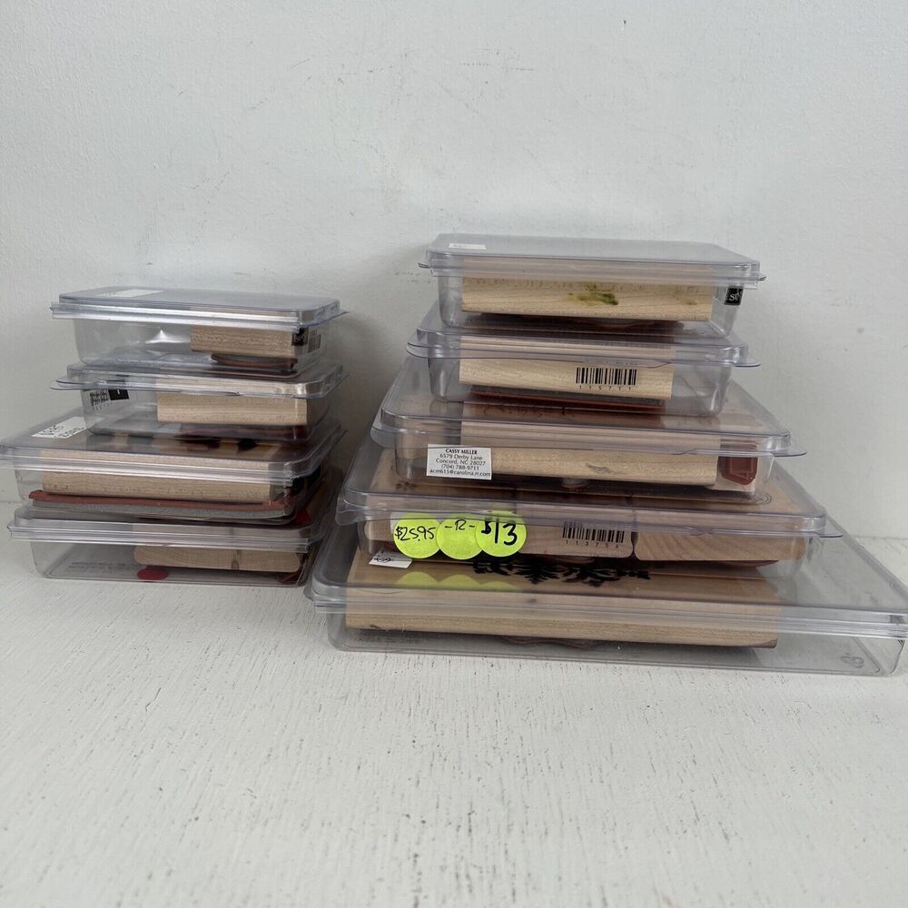 Stampin‎ Up Lot Of Wooded Mounted Rubber Stamps Shapes And Designs 20+ stamps